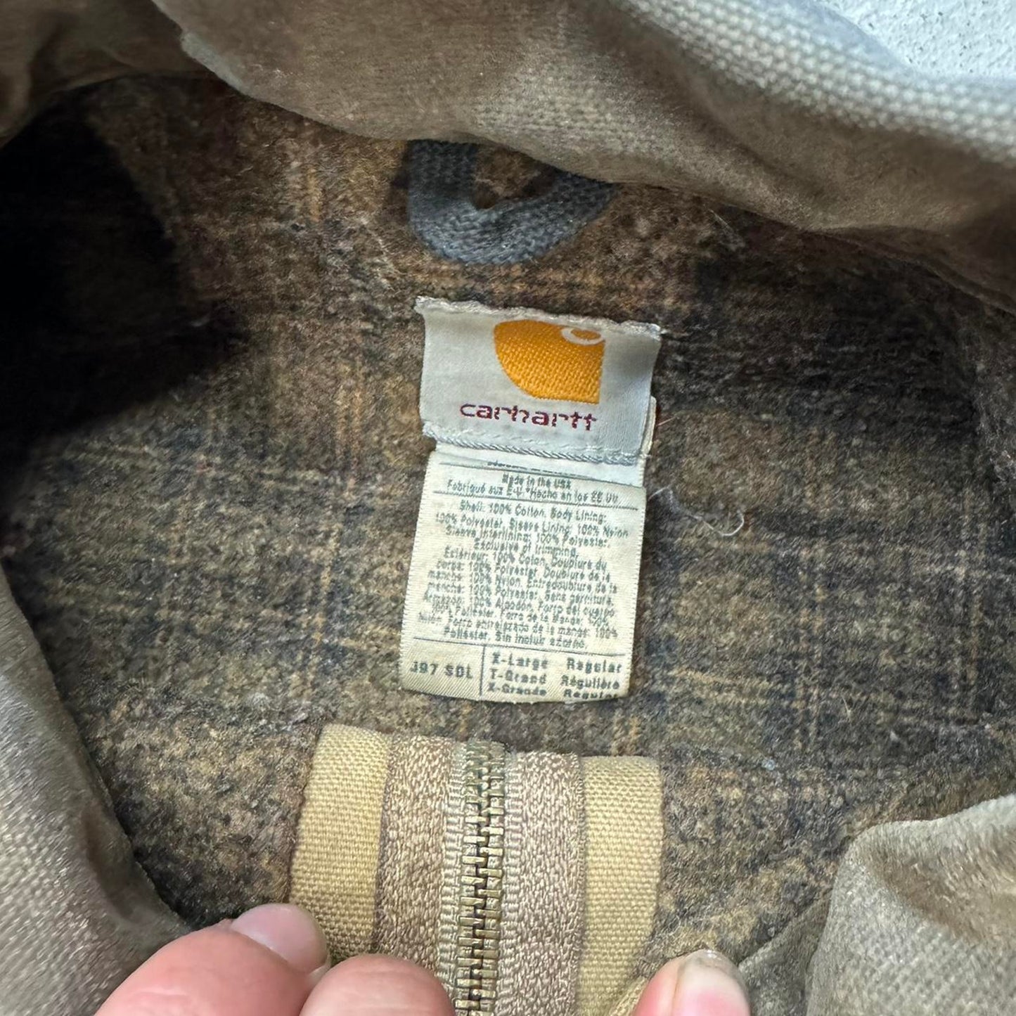 Tan and brown carhartt detroit