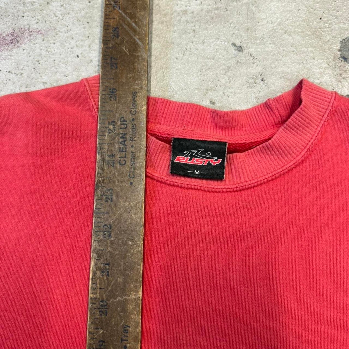 Red crewneck sweatshirt with black