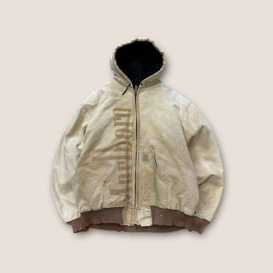 Cream and brown carhartt bomber