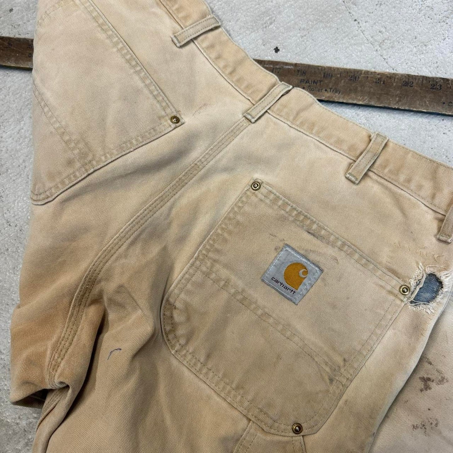 Cream carpenter jeans with a