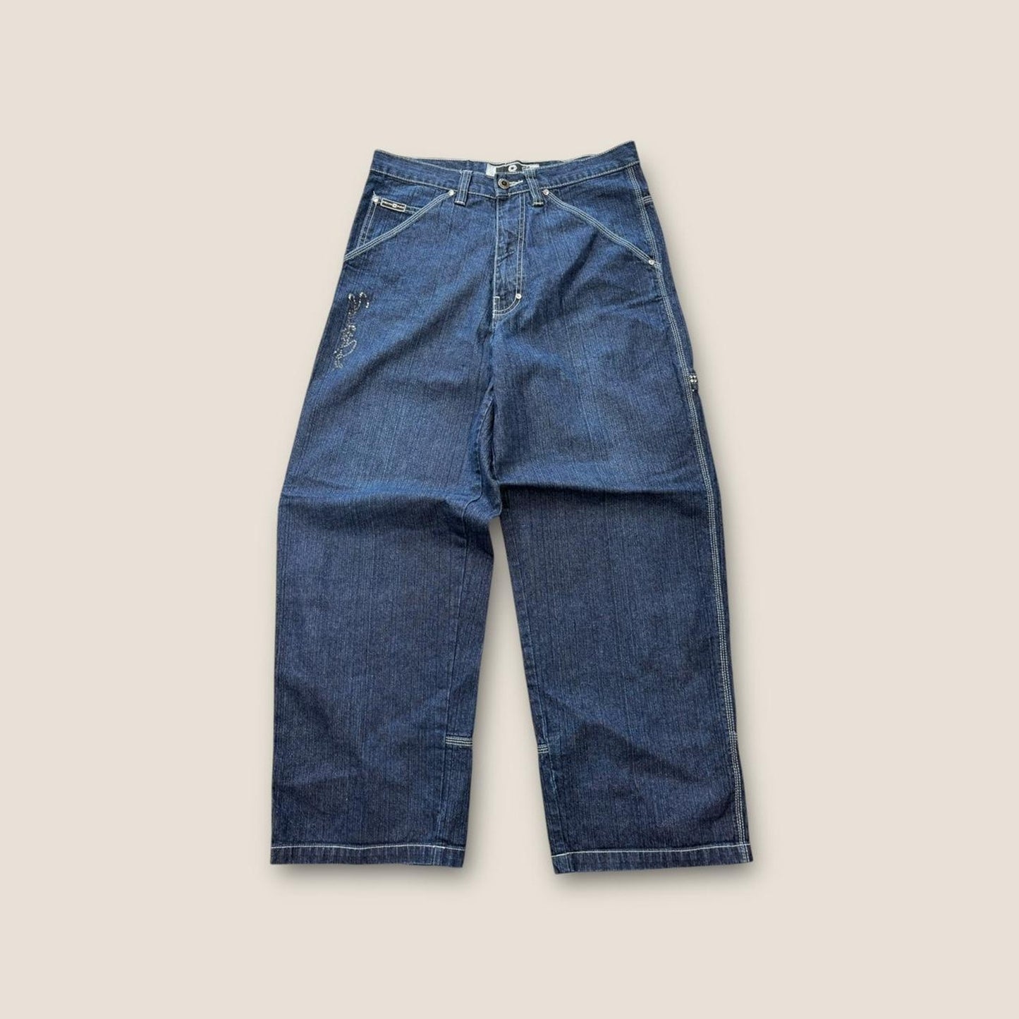 Navy carpenter jeans with a