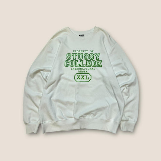 Stussy white and green crewneck