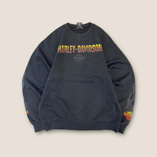 00s harley crewneck flame hit