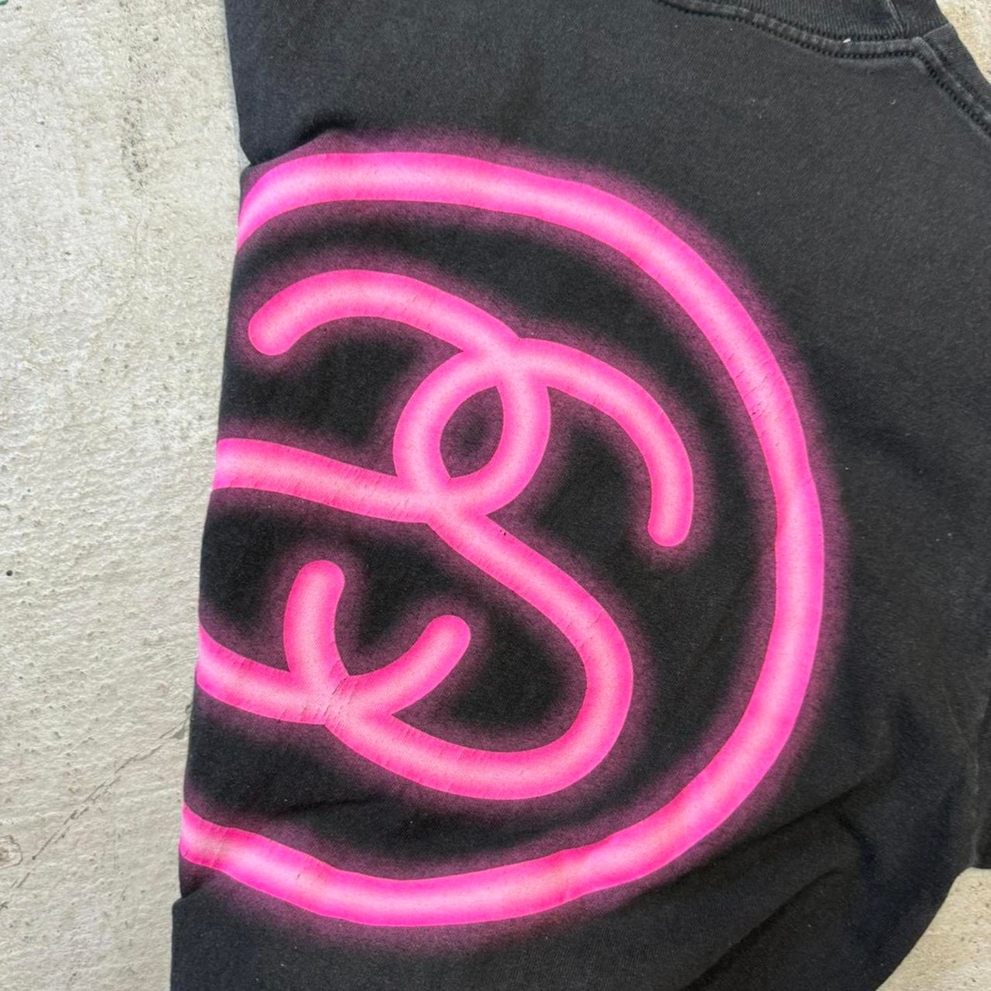 Stussy black and pink t shirt