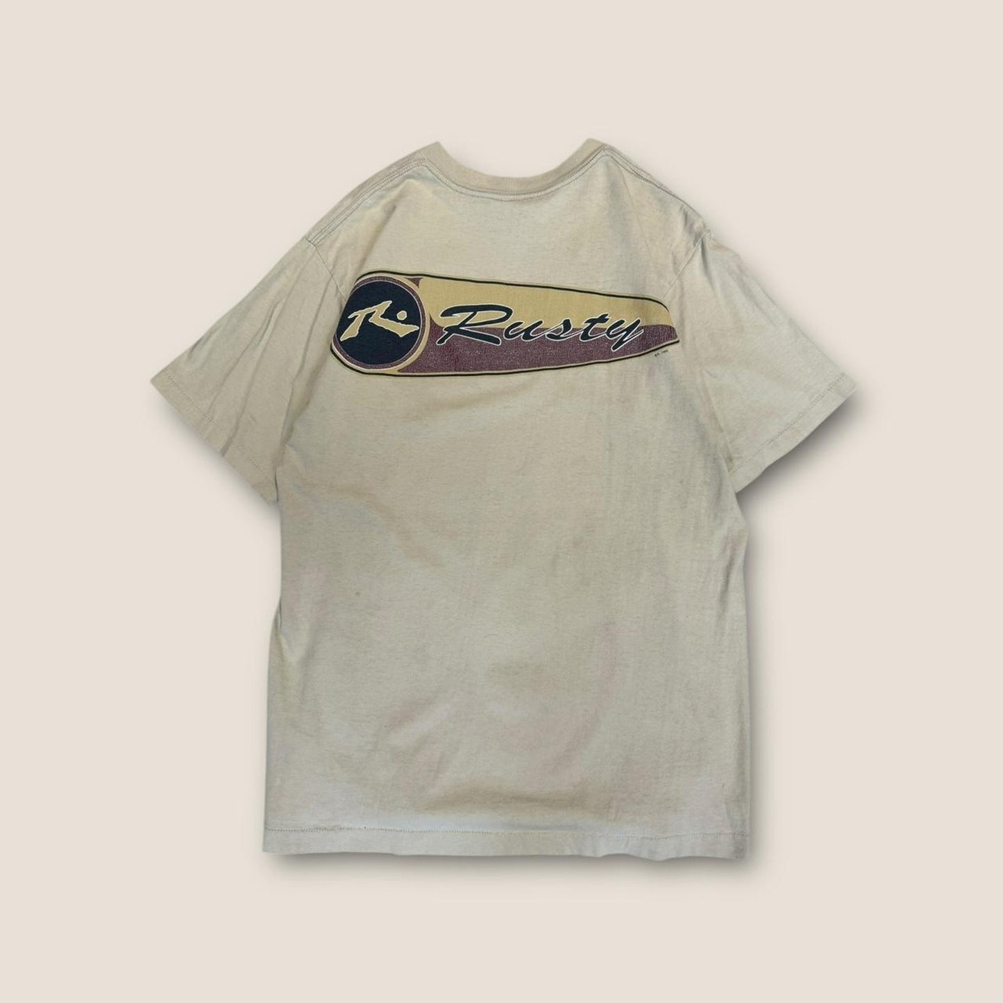 Rusty surfing surfboard logo tee