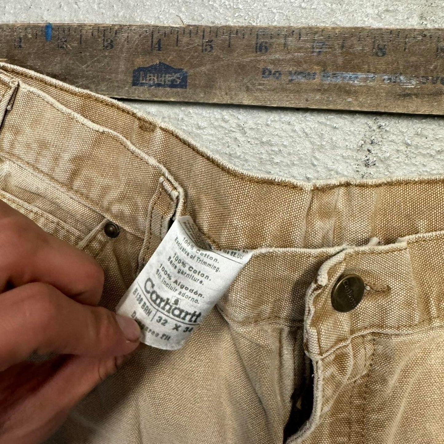 Tan and cream carpenter pants