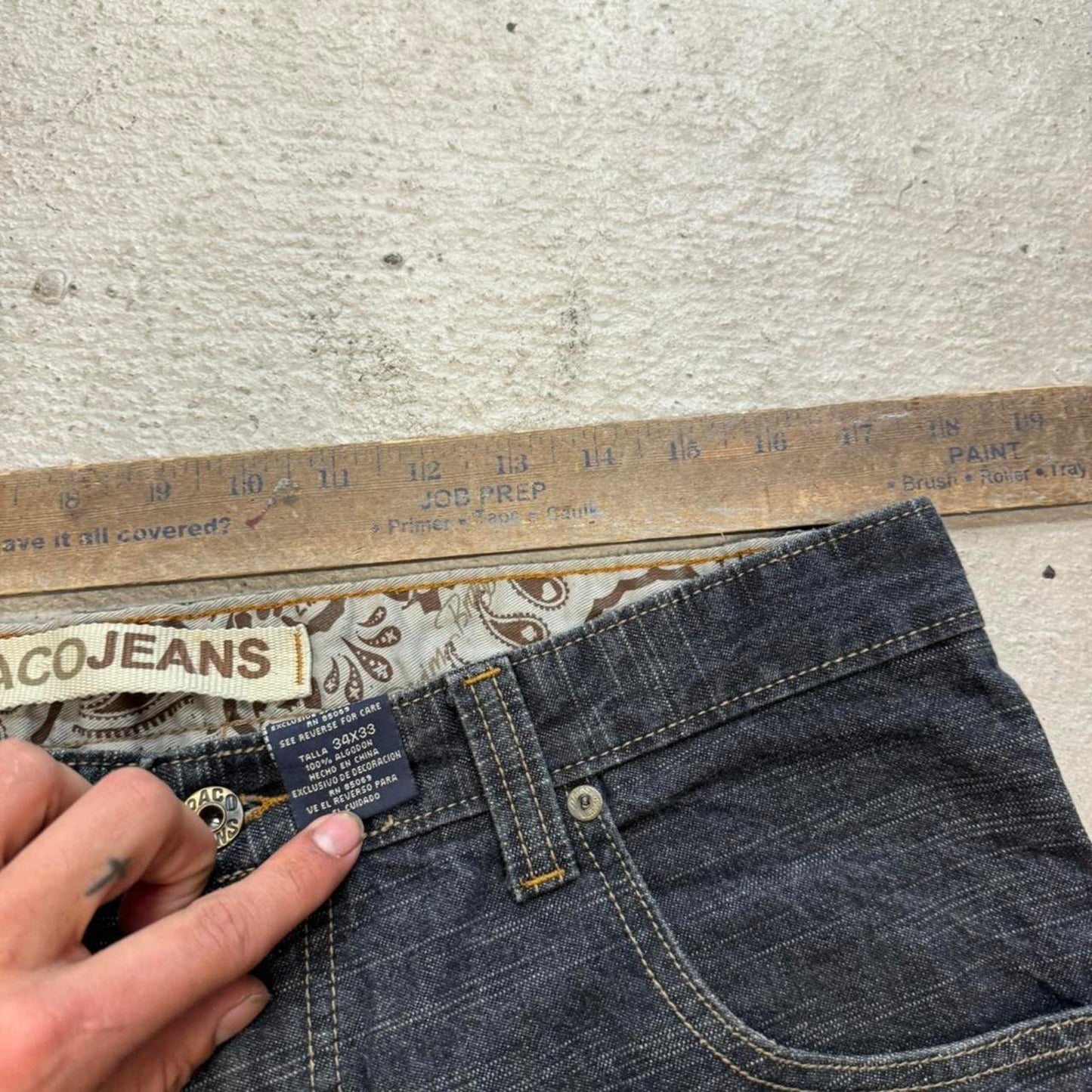 Baggy blue and navy jeans