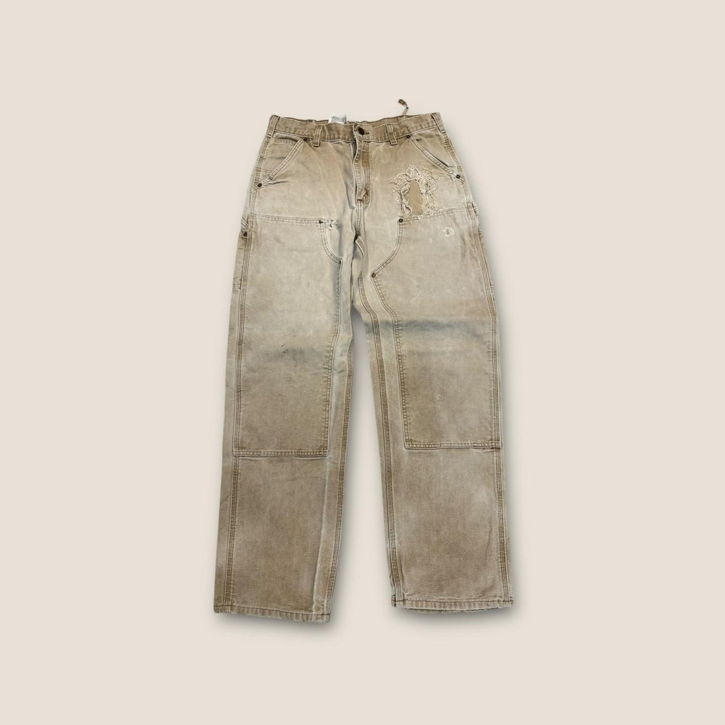 Tan and cream carpenter pants