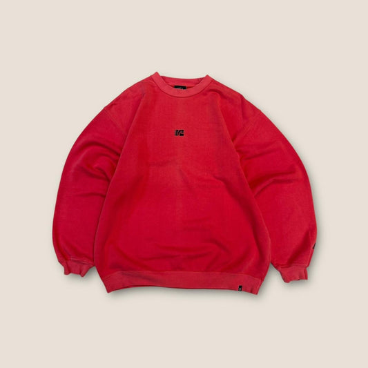 Red crewneck sweatshirt with black